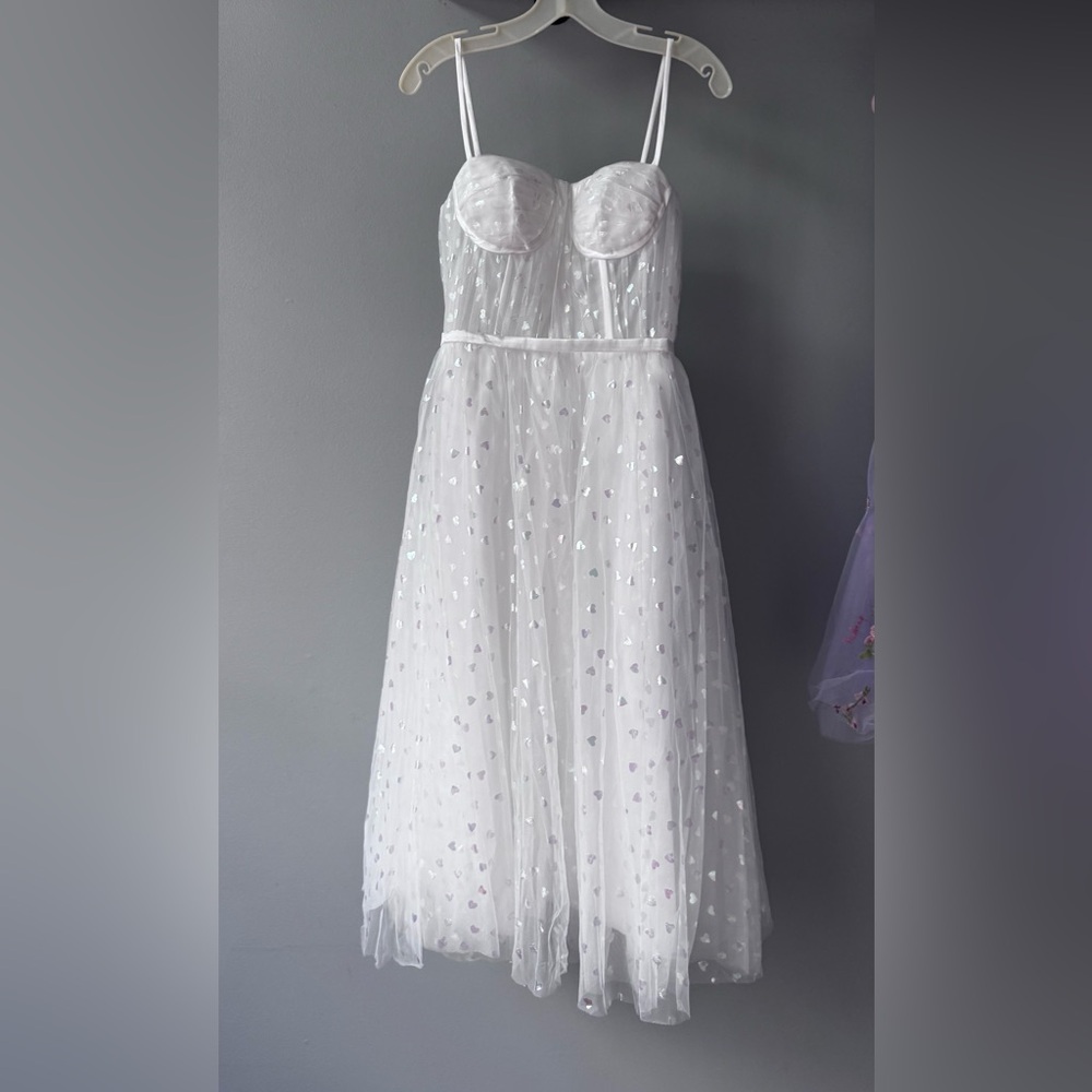 Elegant White Prom/Bridal A line Midi dress
